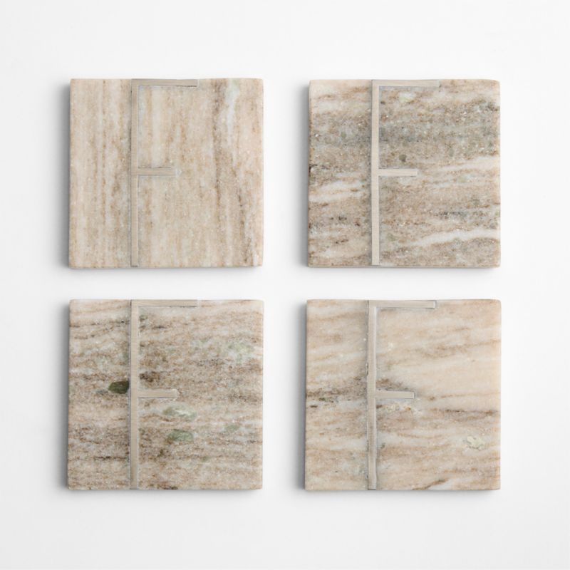 Tuscan Kitchen Marble "F" Monogram Coasters, Set of 4 - image 3 of 4