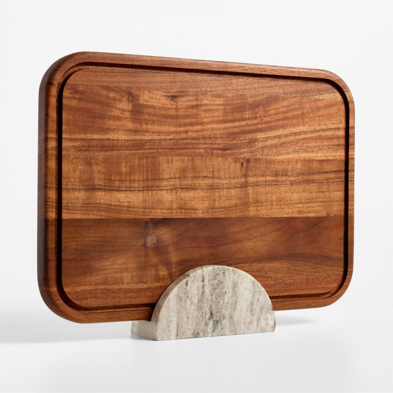 Acacia Wood Cutting Board with Tuscan Kitchen Marble Stand - image 3 of 5