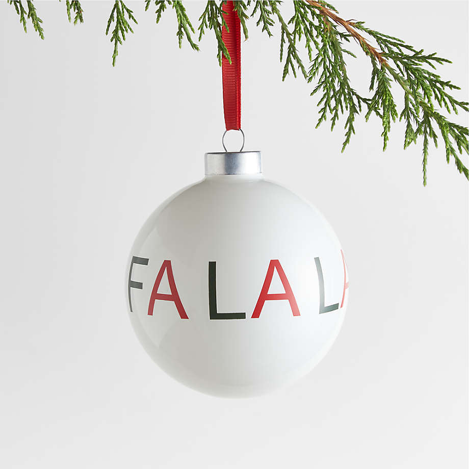 Fa La La White Ball Christmas Ornament