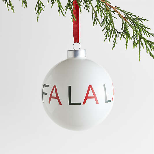 Fa La La White Ball Christmas Tree Ornament