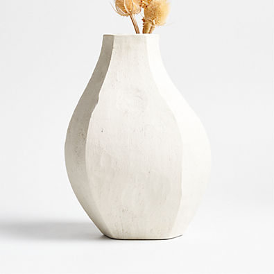 View Facette Grande White Vase 11.5" by Athena Calderone details