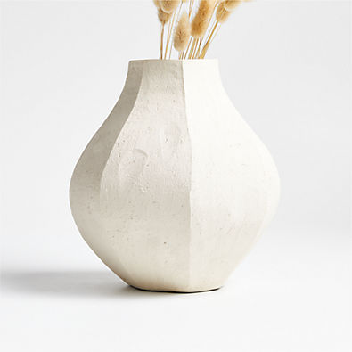 View Facette White Vase 8.5" by Athena Calderone details