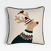 Fair Isle Reindeer 20"x20" Ivory Throw Pillow by Joan Anderson with Down-Alternative Insert