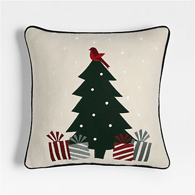 View Fair Isle Tree 20"x20" Ivory Throw Pillow by Joan Anderson with Feather Insert details