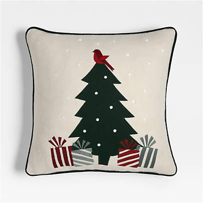 Fair Isle Tree 20"x20" Ivory Throw Pillow Cover by Joan Anderson