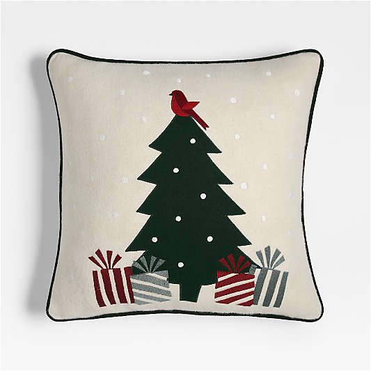 Fair Isle Tree 20"x20" Ivory Throw Pillow Cover by Joan Anderson