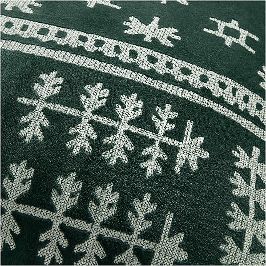 Fair Isle Embroidered Velvet 23"x23" Spruce Green Throw Pillow