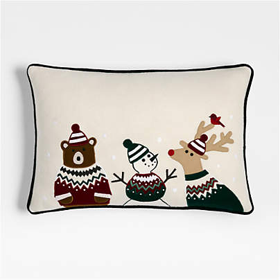 Fair Isle Friends 24"x16" Ivory Throw Pillow Cover by Joan Anderson