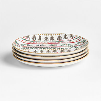 View Nordic Fair Isle Stoneware Salad Plates, Set of 4 details