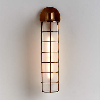 Fairfax Tall Brass Metal Indoor/Outdoor Wall Sconce Light