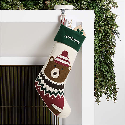 Fair Isle Friends Bear Christmas Stocking by Joan Anderson