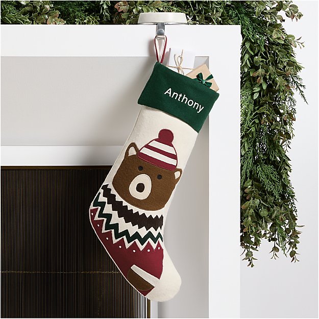 Fair Isle Friends Bear Christmas Stocking by Joan Anderson +