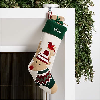 Fair Isle Friends Reindeer Christmas Stocking by Joan Anderson