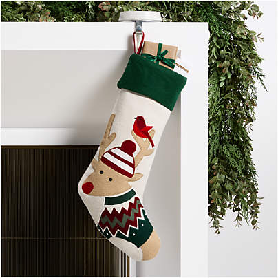 Fair Isle Friends Reindeer Christmas Stocking by Joan Anderson
