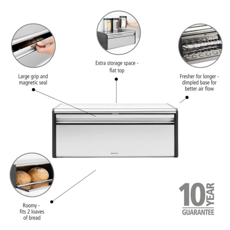 Brabantia Fall Front Bread Box, Matte Steel Fingerprint Proof - image 5 of 6