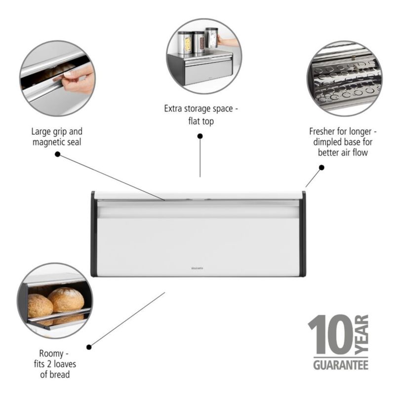 Brabantia Fall Front Bread Box, White - image 4 of 6