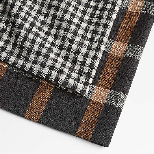 Fall Gingham and Plaid Organic Cotton Kitchen Towels, Set of 2