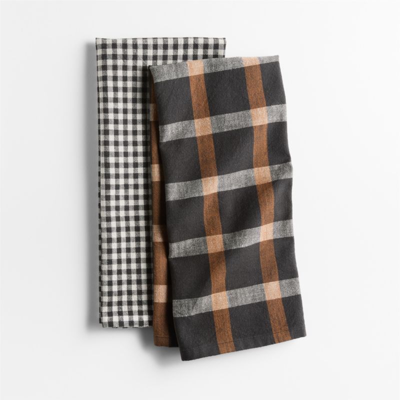 Fall Gingham and Plaid Organic Cotton Kitchen Towels Set of 2 Reviews Crate Barrel