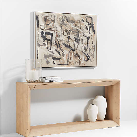 "Family Function" Framed Beige Abstract Wall Art Print 36"x48" by Joe Turner