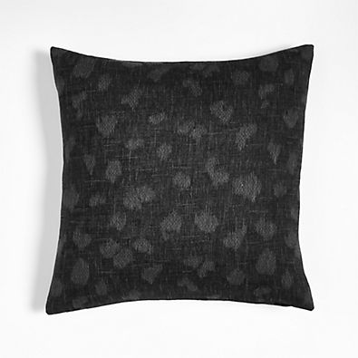 View Jacquard 20" Ink Black Cheetah Print Pillow with Down-Alternative Insert details