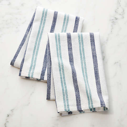 Farmhouse Aqua Stripe Dish Towels, Set of 2