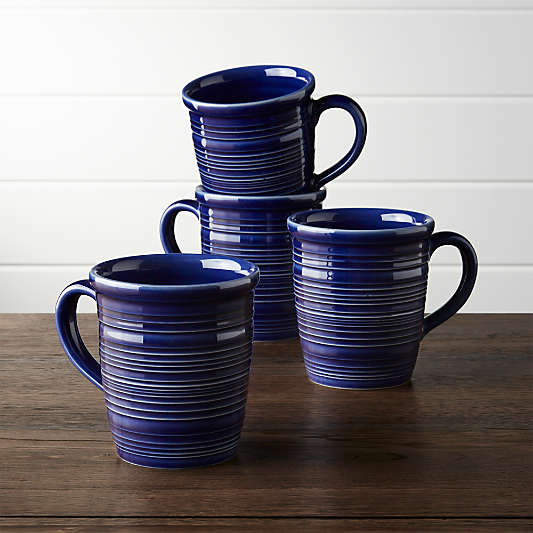 Farmhouse Blue Mugs, Set of 4