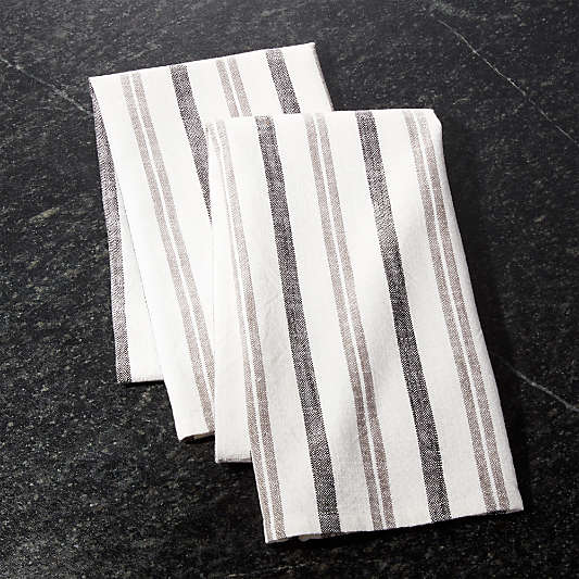 Farmhouse Grey Stripe Dish Towels, Set of 2