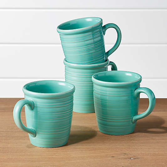 Farmhouse Mint Green Mugs, Set of 4