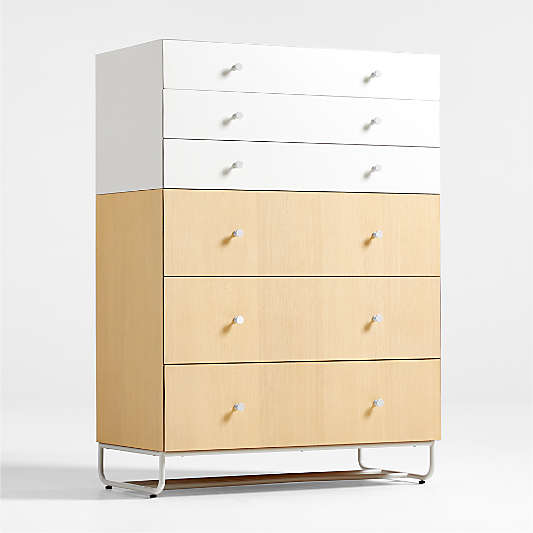 Colorblock Tall Two-Tone Natural Wood Dresser