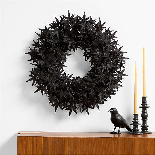 Faux Black Maple Wreath 28"