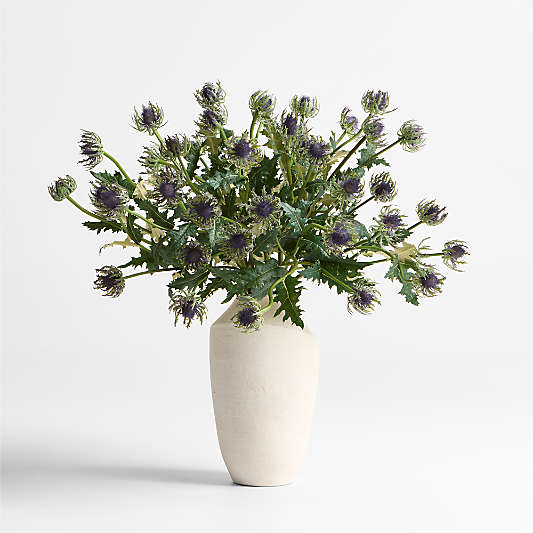 Faux Blue Sea Holly Stem 27"