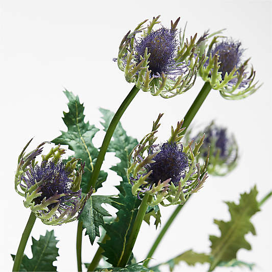Faux Blue Sea Holly Stem 27"