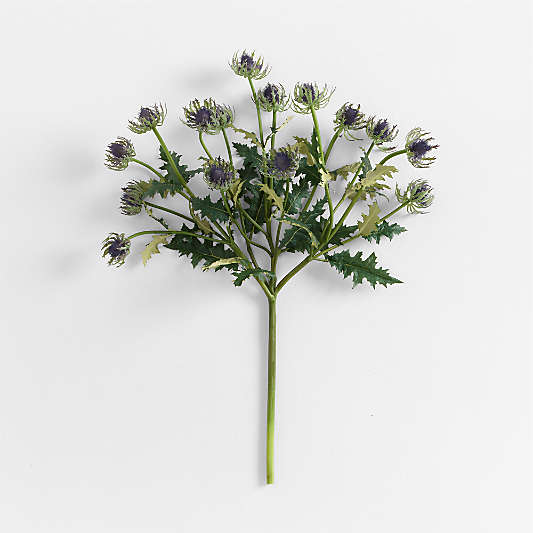 Faux Blue Sea Holly Stem 27"
