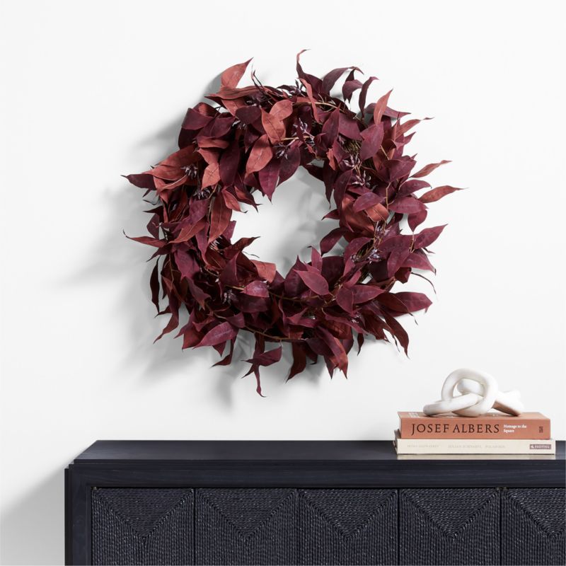 Faux Burgundy Willow Wreath + Reviews | Crate & Barrel