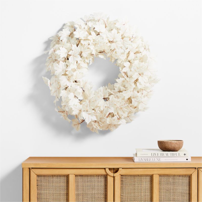 Faux Cream Maple Leaf Wreath 28" - image 2 of 5