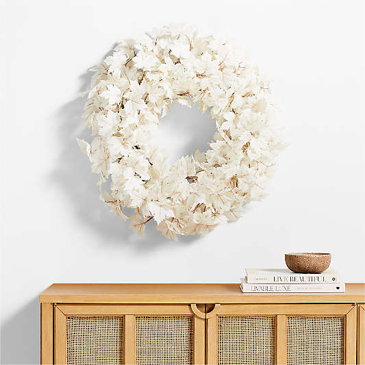 Faux Cream Maple Leaf Wreath 28"