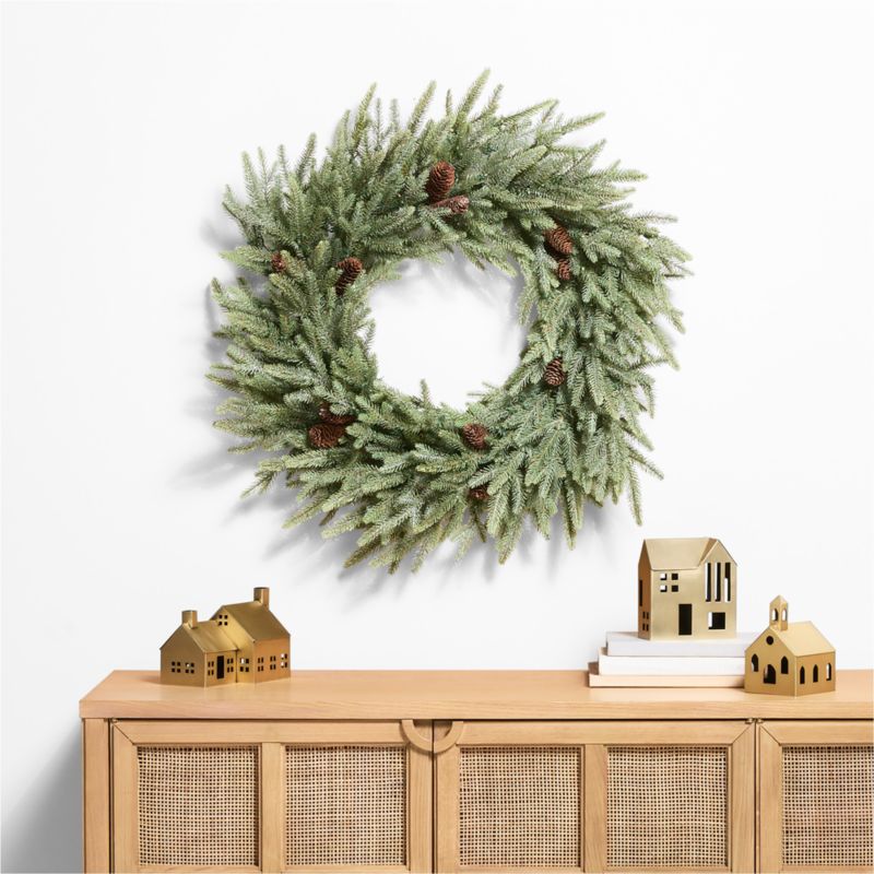 Faux Frosted Pre-Lit LED Norway Spruce Wreath 30" - image 5 of 9