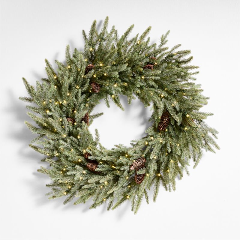 Faux Frosted Pre-Lit LED Norway Spruce Wreath 30" - image 0 of 9