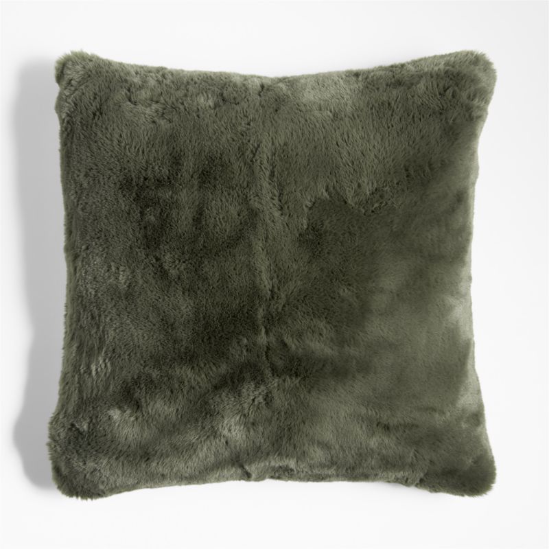 Viewing product image Burnt Green Faux Fur 23"x23" Throw Pillow Cover - image 1 of 11