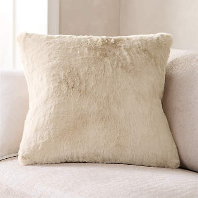Ginger Beige Faux Fur 23"x23" Throw Pillow Cover
