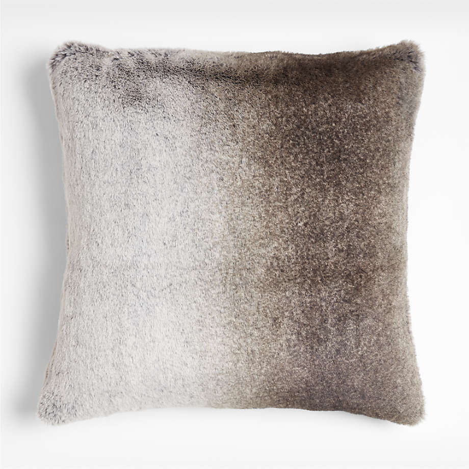Grey 23" Faux Fur Pillow with Feather Insert + Reviews Crate & Barrel