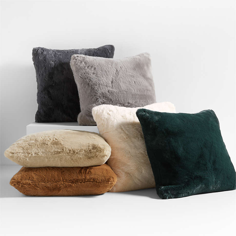 Large Plain Fluffy Plush Cushion Covers Furry Throw Pillow Cases Home Sofa  Decor