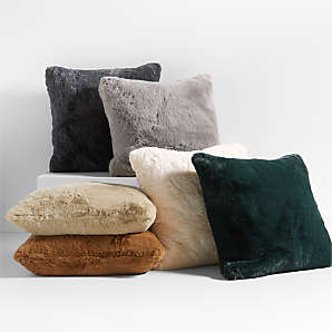 Cheer Collection Faux Fur Square Decorative Pillow 18x18 (Set of 2), 1 -  Baker's