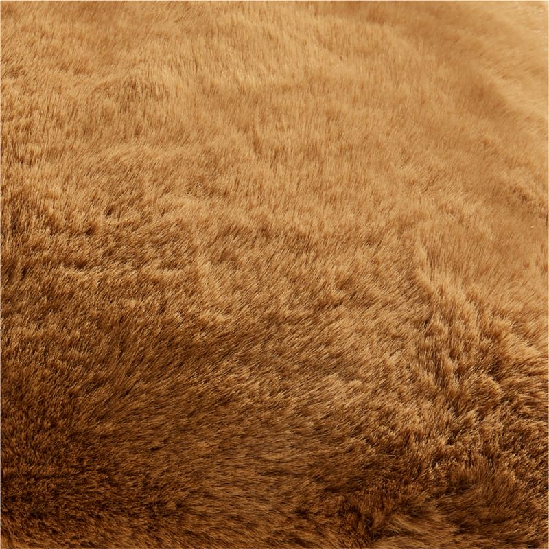 Brulee Brown Faux Fur 23"x23" Throw Pillow Cover