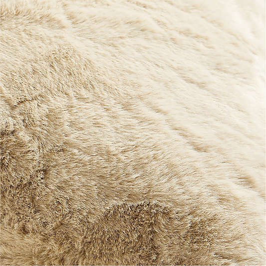 Ginger Beige Faux Fur 23"x23" Throw Pillow with Feather Insert