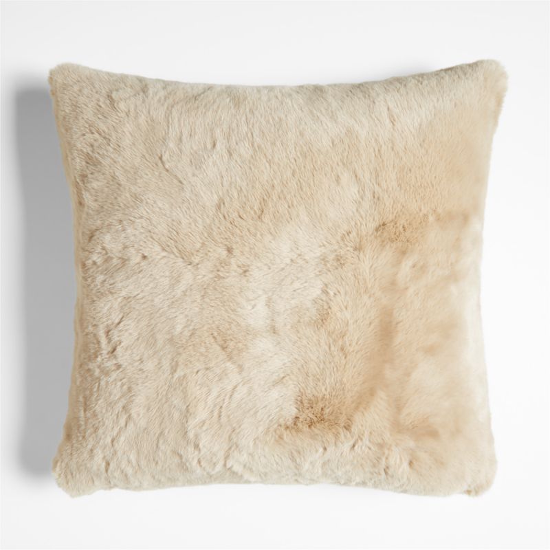 Ginger Beige Faux Fur 23"x23" Throw Pillow Cover