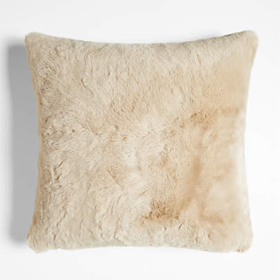 Ginger Beige Faux Fur 23x23 Throw Pillow Cover