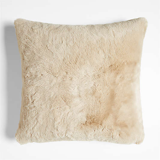 Ginger Beige Faux Fur 23"x23" Throw Pillow