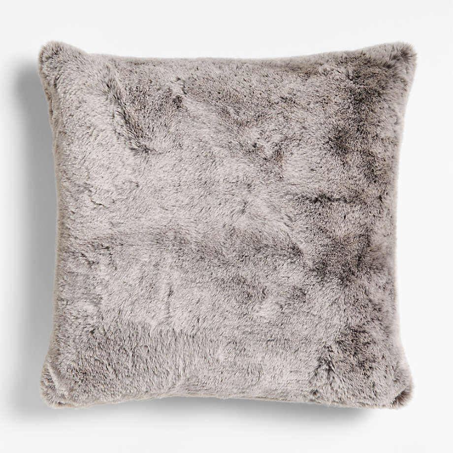 Grey Faux Fur Holiday Decorative Throw Pillow Cover 23
