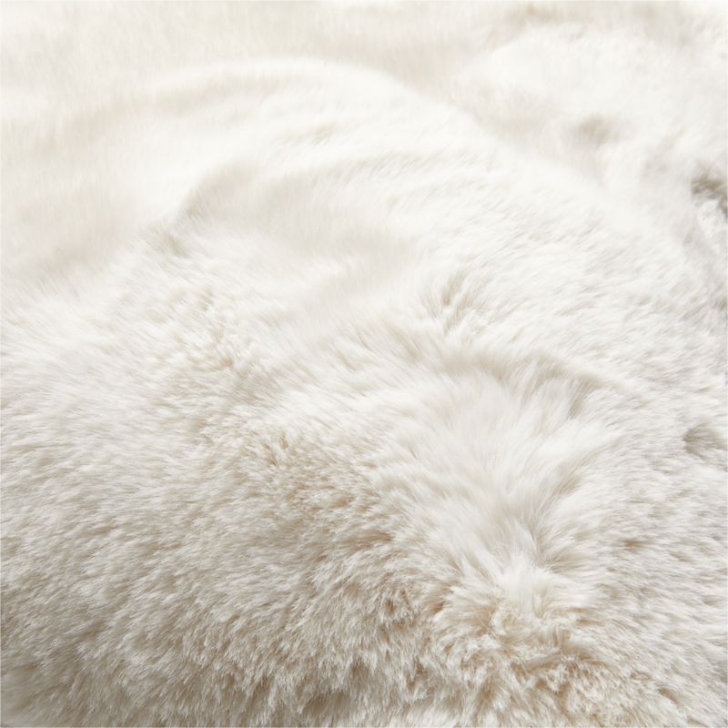 Ivory 23"x23" Faux Fur Throw Pillow with Feather Insert